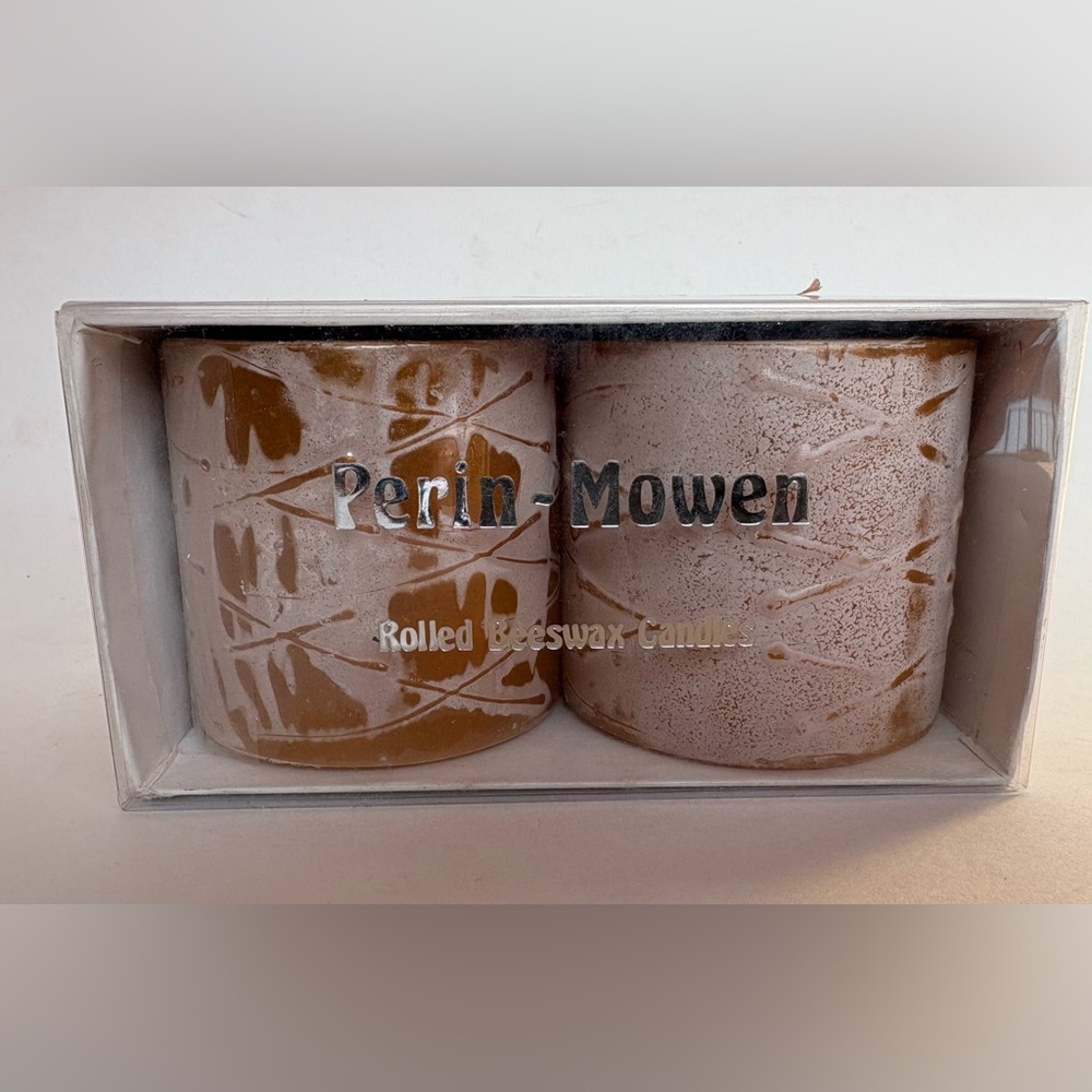 Perin-Mowen 2.5 inch Hand Rolled Beeswax Pillar Candle Set Vintage Decorative